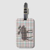 Kariert auf Karierten Elch Gepäckanhänger (Vorderseite Vertikal)