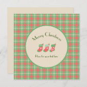 Kariert auf Weihnachten grüner Basis Einladung (Vorne/Hinten)