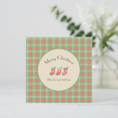 Kariert auf Weihnachten grüner Basis Einladung (Stehend Vorderseite)