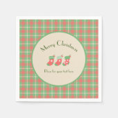 Kariert auf Weihnachten grüner Basis Serviette (Vorderseite)