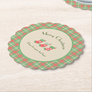 Kariert auf Weihnachten grüner Basis Untersetzer