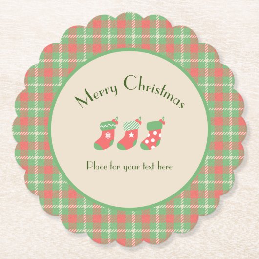 Kariert auf Weihnachten grüner Basis Untersetzer (Vorderseite)