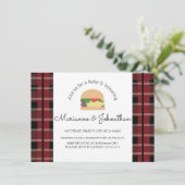 Kariert Baby Dusche GRILLEN Backyard Hamburger Einladung (Stehend Vorderseite)