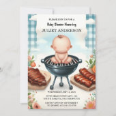 Kariert Babyq Fun Food Steak Beef Grillen Babydusc Einladung (Vorderseite)