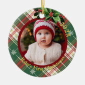 Kariert | Babys erstes Weihnachtsfest-Foto Keramik Ornament (Vorne)