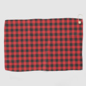 Kariert Black Red Karo Buffalo Golfhandtuch (Horizontal)