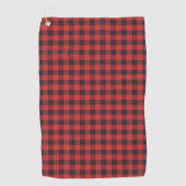 Kariert Black Red Karo Buffalo Golfhandtuch (Vorderseite)