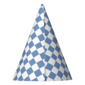 Kariert Blau/Grau und Weiß Partyhütchen (Rückseite)