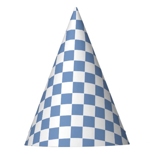 Kariert Blau/Grau und Weiß Partyhütchen (Vorderseite)