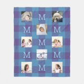 Kariert Blau Lila Cooles Monogramm 8 Foto Fleecedecke (Vorderseite)