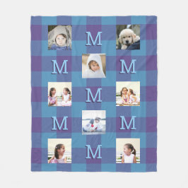 Kariert Blau Lila Cooles Monogramm 8 Foto Fleecedecke