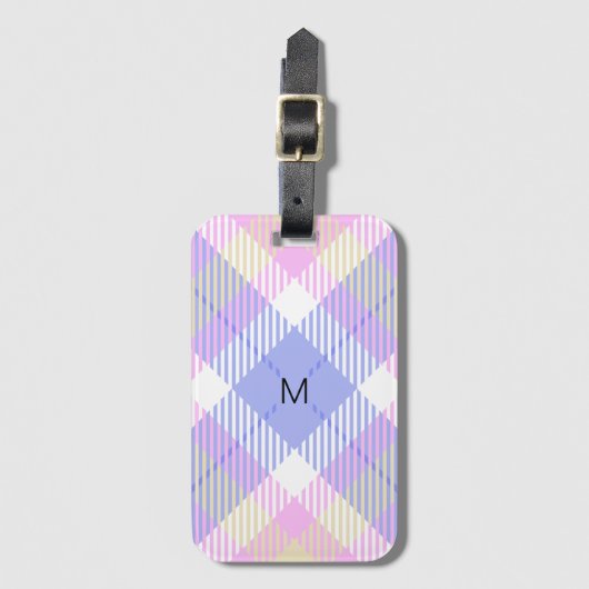 Kariert Blau-Rosa-Gelb Gepäckanhänger (Vorderseite Vertikal)
