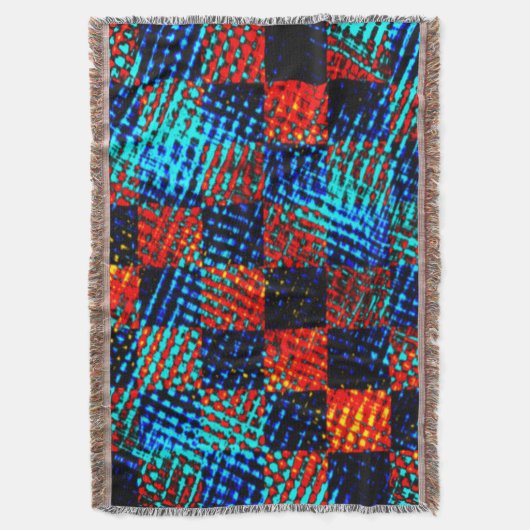 Kariert blau und rot, schmutzig aus Fake gefärbt Decke (Vorderseite Vertikal)