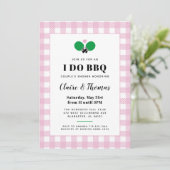 Kariert bleich pink ich GRILLEN Ping Pong Einladun Einladung (Stehend Vorderseite)