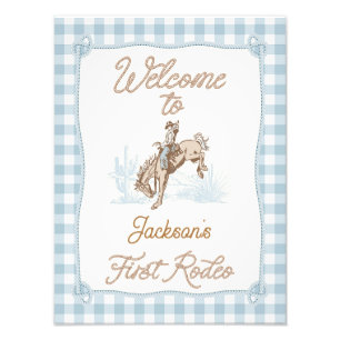 Kariert Blue First Rodeo Herzlich willkommen Gebur Fotodruck