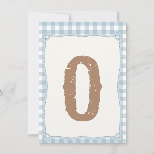 Kariert Blue First Rodeo Hochstuhl Flag O Einladung (Vorderseite)