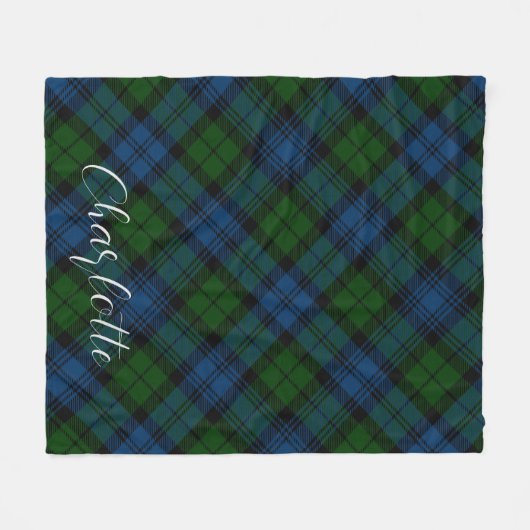 Kariert Blue Green Karo Campbell Military Tartan Fleecedecke (Vorderseite (Horizontal))