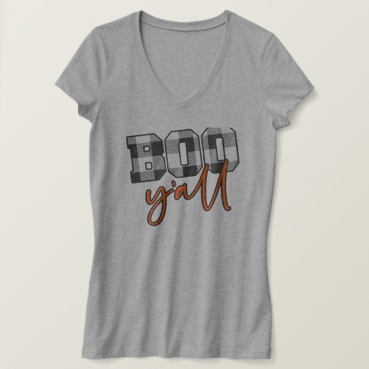 Kariert Boo Y'all Halloween T-Shirt (Design vorne)