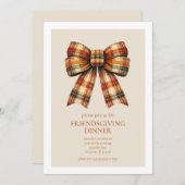 Kariert Bow Friendsgiving Erntedank Dinner Einladung (Vorne/Hinten)