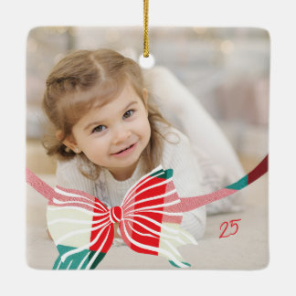 Kariert Bow Yeepake Fotos Weihnachten Keramikornament