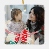 Kariert Bow Yeepake Fotos Weihnachten Keramikornament (Vorderseite)