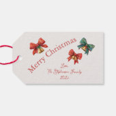 Kariert Bows Bells Foto Weihnachten Geschenkanhänger (Rückseite Horizontal)