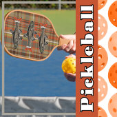 Kariert braun, orange, graue Farbtöne, gelbe Forel Pickleball Schläger