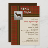 Kariert, braun und Silberstag Einladung (Vorne/Hinten)