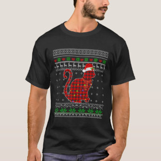 Kariert Cat Ugly Christmas Sweater Pajama Matching T-Shirt