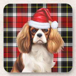 Kariert Cavalier King Charles Spaniel Santa Dog Getränkeuntersetzer
