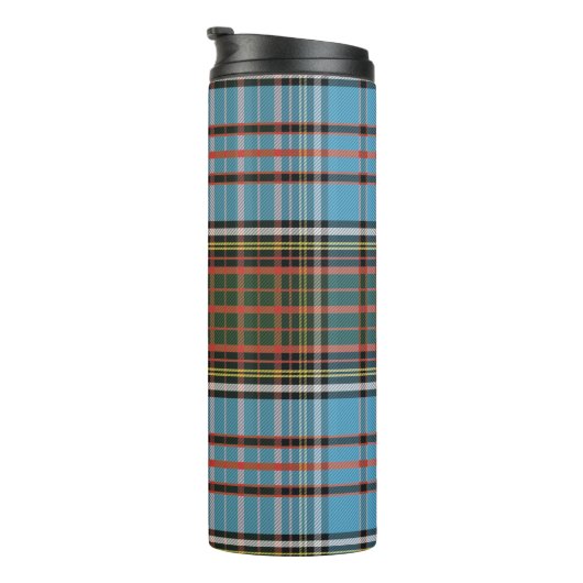 Kariert Clan Anderson Light Blue Karo Tartan Thermosbecher (Nach rechts gedreht)