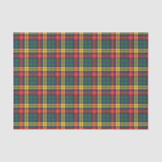 Kariert Clan Buchanan Yellow Green Karo Tartan Seidenpapier (Vorderseite)