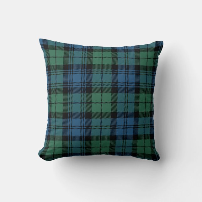 Kariert Clan Campbell Black Green Blue Karo Tartan Kissen (Vorderseite)