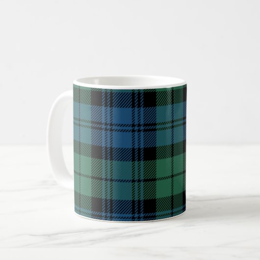 Kariert Clan Campbell Green Black Blue Karo Tartan Kaffeetasse (Vorderseite Links)