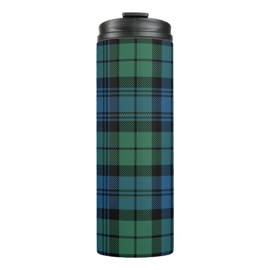 Kariert Clan Campbell Green Blue Karo Tartan Thermosbecher (Vorderseite)