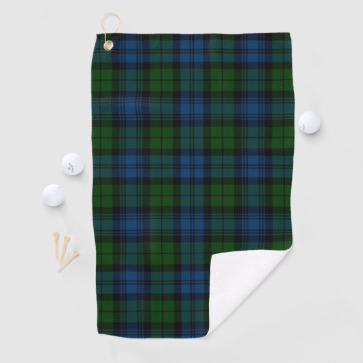 Kariert Clan Campbell Military Blue Green Tartan Golfhandtuch (Insitu)