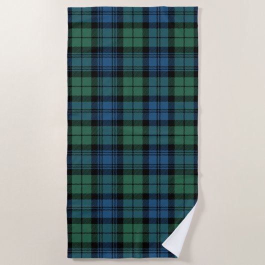 Kariert Clan Campbell Tartan Blue Black Green Karo Strandtuch (Vorderseite)