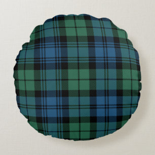 Kariert Clan Campbell Tartan Green Blue Black Karo Rundes Kissen