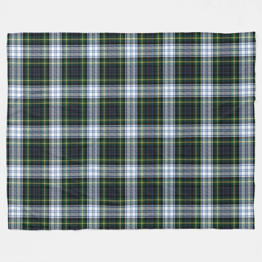 Kariert Clan Gordon Tartan Weiß Grünes Muster Fleecedecke (Vorderseite (Horizontal))