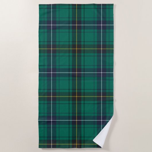 Kariert Clan Henderson Green Karo Tartan Strandtuch (Vorderseite)