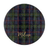 Kariert Clan Malcolm Green Lila Script Tartan Schneidebrett (Vorderseite)