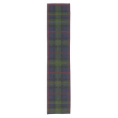 Kariert Clan Malcolm Green Rustic Tartan Kurzer Tischläufer (Vorderseite)