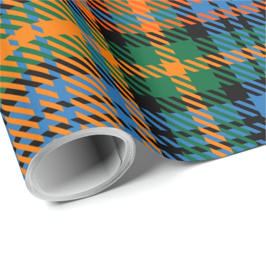 Kariert Clan Murray Blue Orange Green Tartan Geschenkpapier (Rolleneckpunkt)