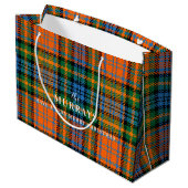 Kariert Clan Murray Blue Orange Green Tartan Große Geschenktüte (Rückseite Schrägansicht)