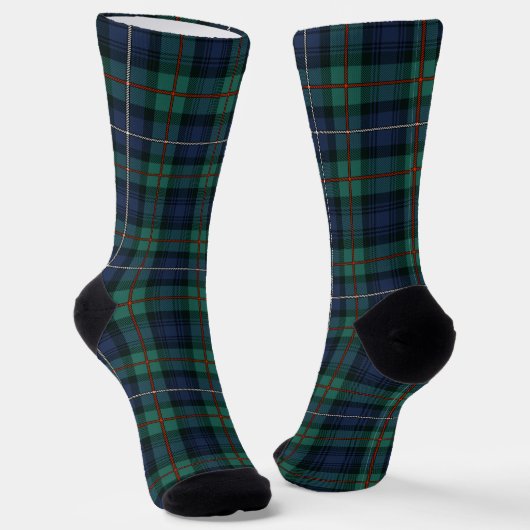 Kariert Clan Robertson Green Lila Karo Tartan Socken (Gewinkelt)