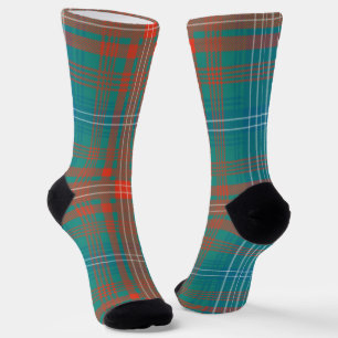 Kariert Clan Wilson Orange Blue Karo Tartan Socken