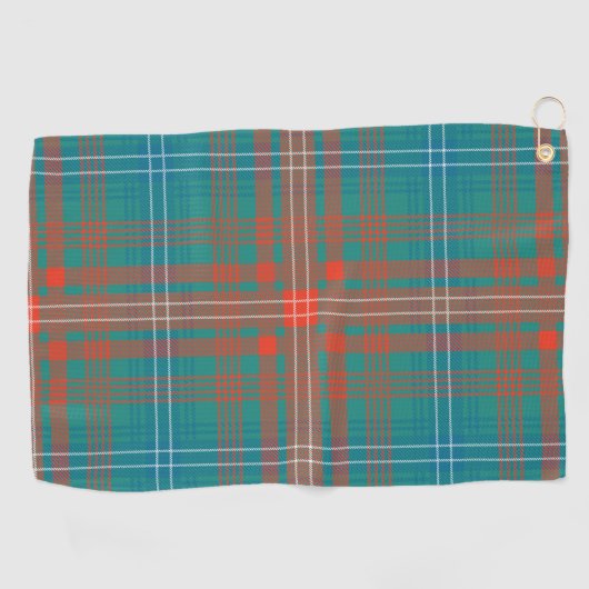 Kariert Clan Wilson Orange Türkis Karo Tartan Golfhandtuch (Horizontal)