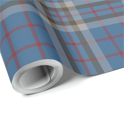 Kariert Classic Clan Thompson Blue Gray Tartan Geschenkpapier (Rolleneckpunkt)