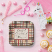 Kariert dankbar dankbar gesegnet pappteller (Party)