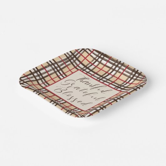 Kariert dankbar dankbar gesegnet pappteller (Gewinkelt)